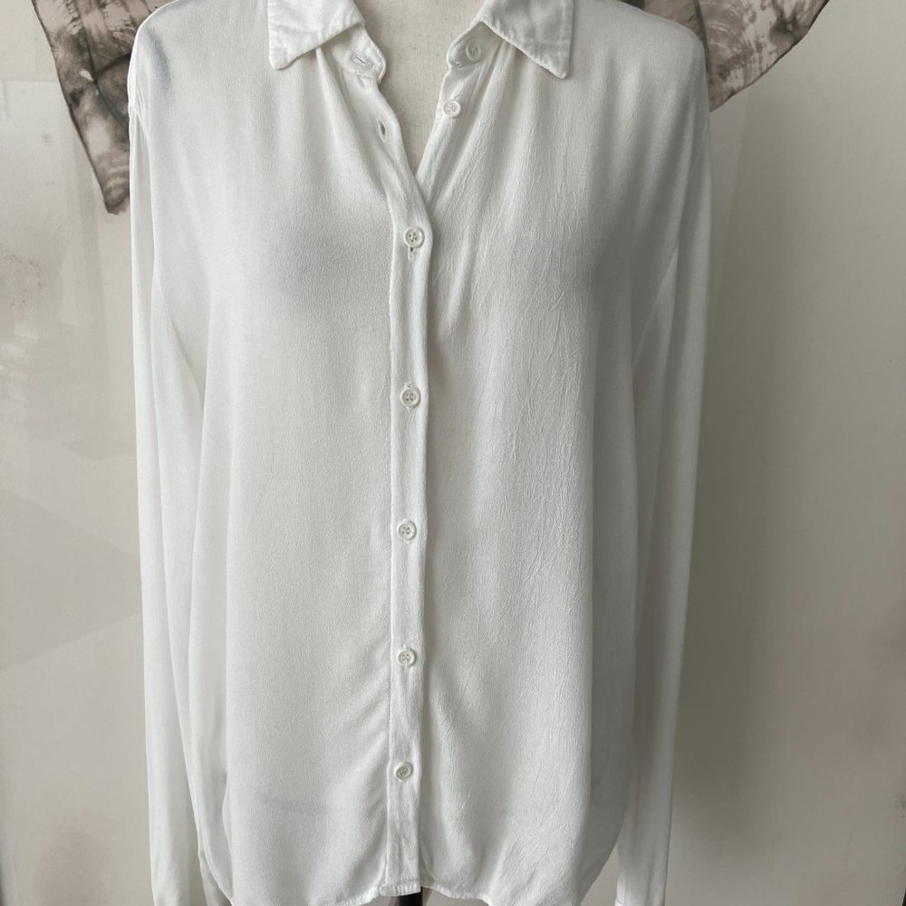 Michael Lauren White Long Sleeve Button Down Down Blouse